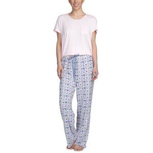 Hanes Comfort Sleep Large Pink / Floral Pattern Purple/Blue